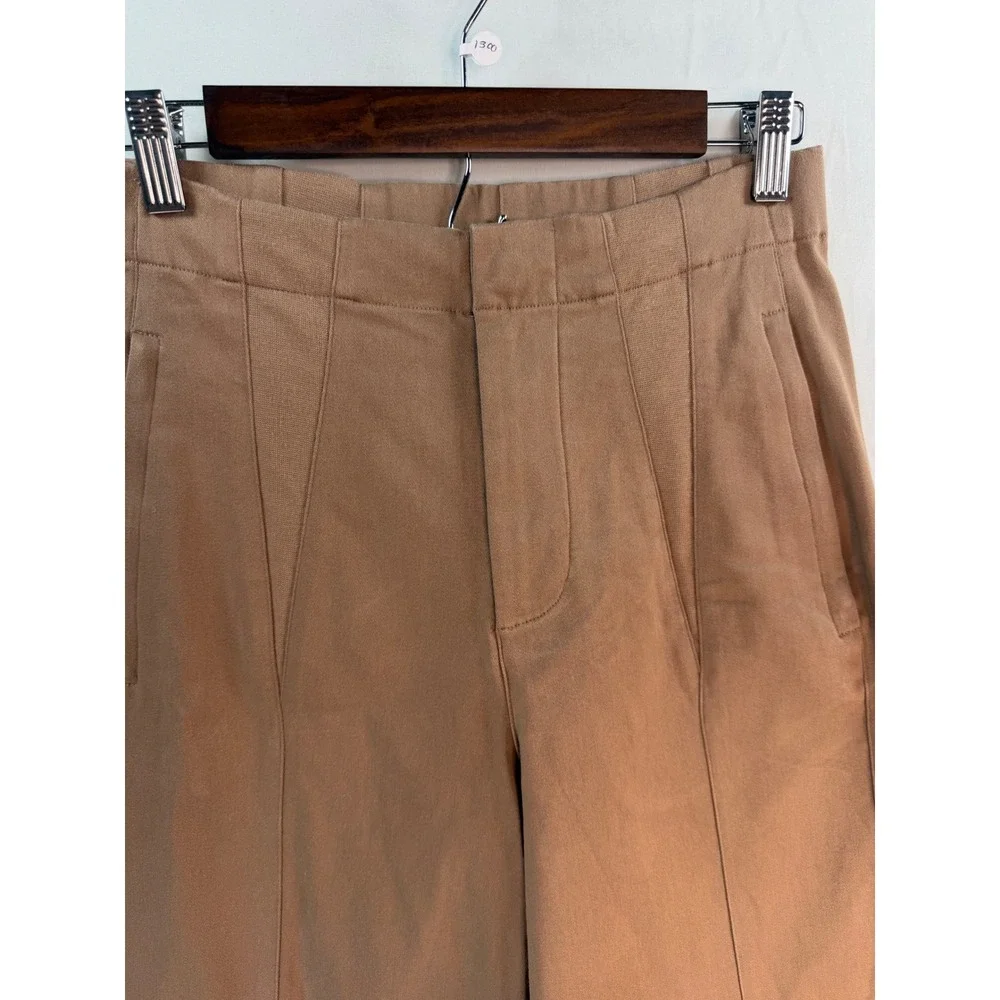 Alo Yoga Womens High Waist Wide Leg Seam Front Trousers Tan Camel Size S